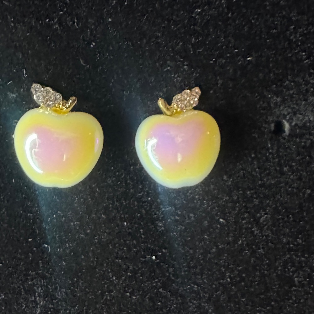 Gold, Cream & Pink Apple Earrings
